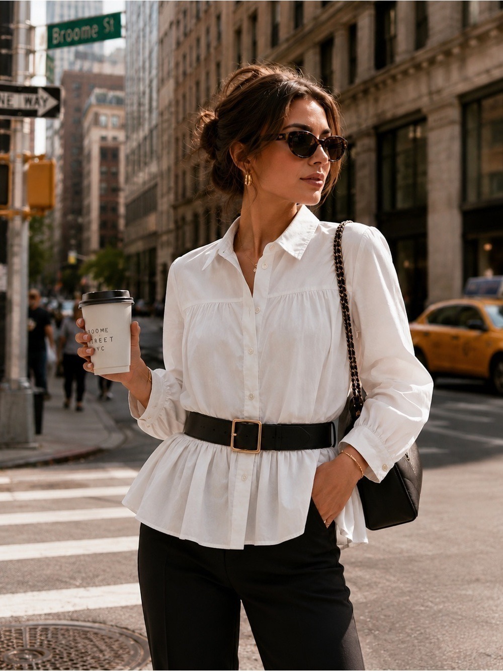 Kate Spade New York Broome Street White Peplum Button Down Blouse Size XL